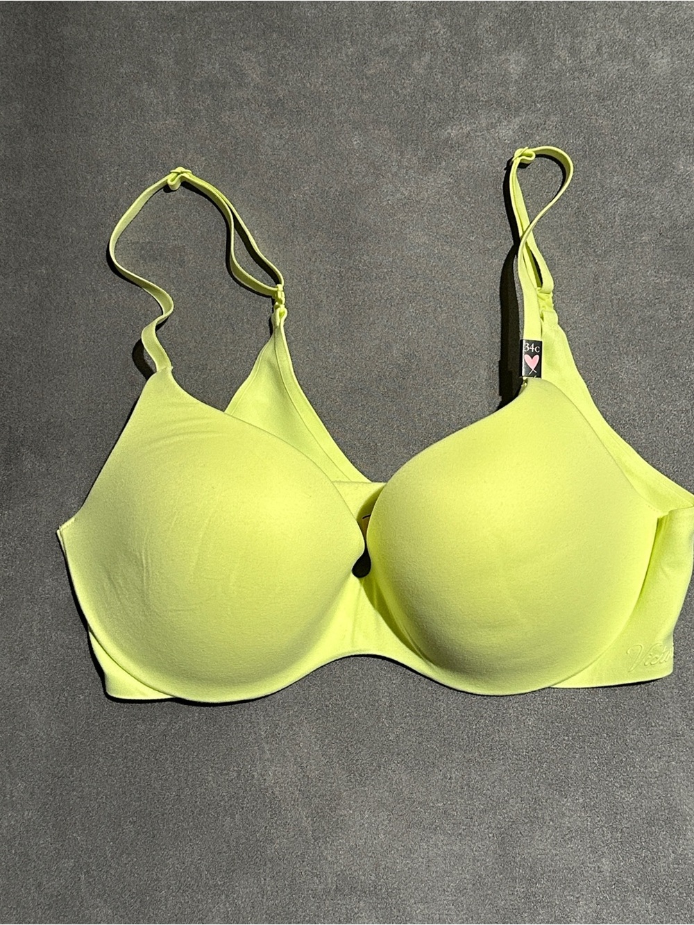 Victoria's Secret Perfect Shape Push-Up Bra Neon Lime Yellow 34C NWT